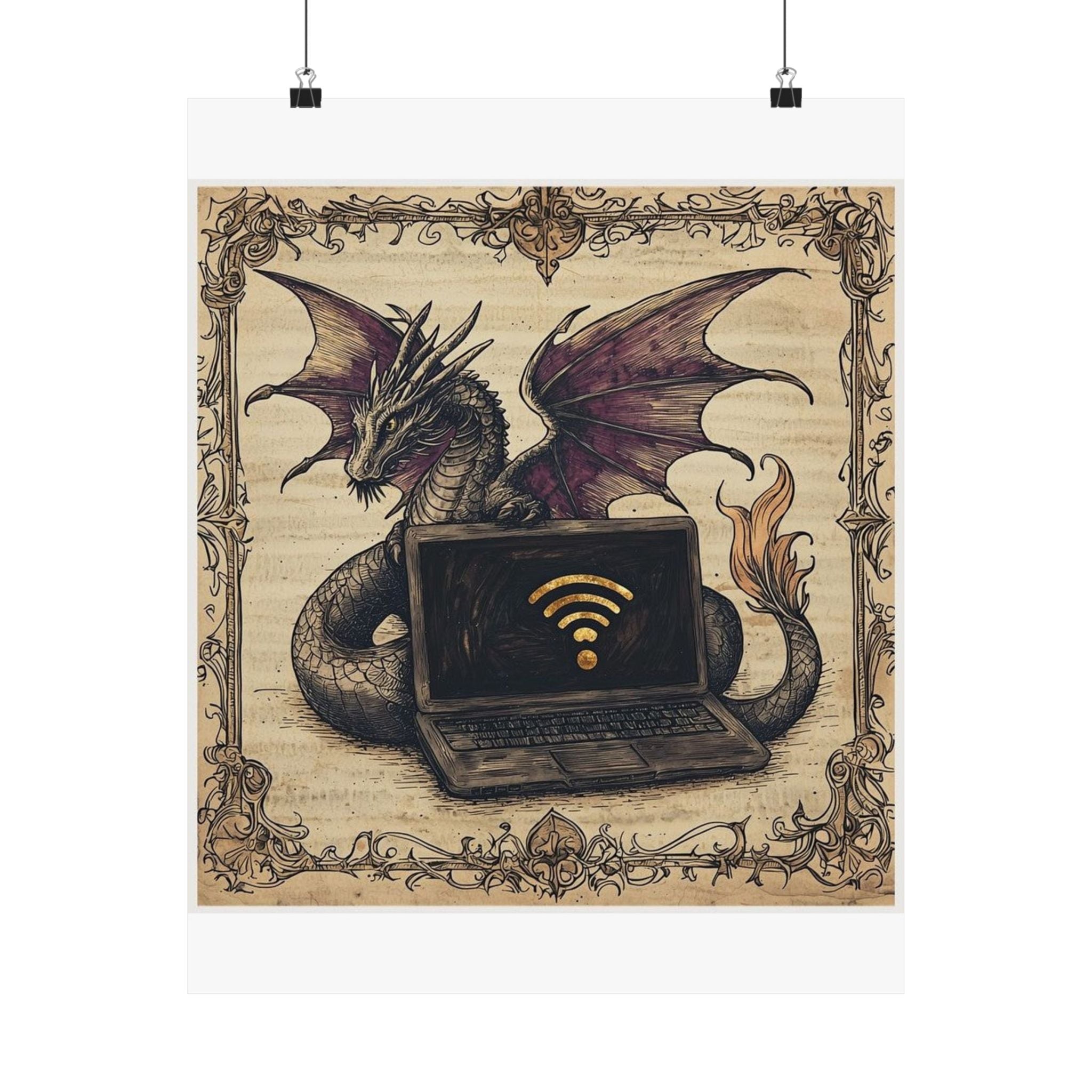 Dragon Laptop Guardian Art Print — Castle Culture by Canvas & Click (view 2)