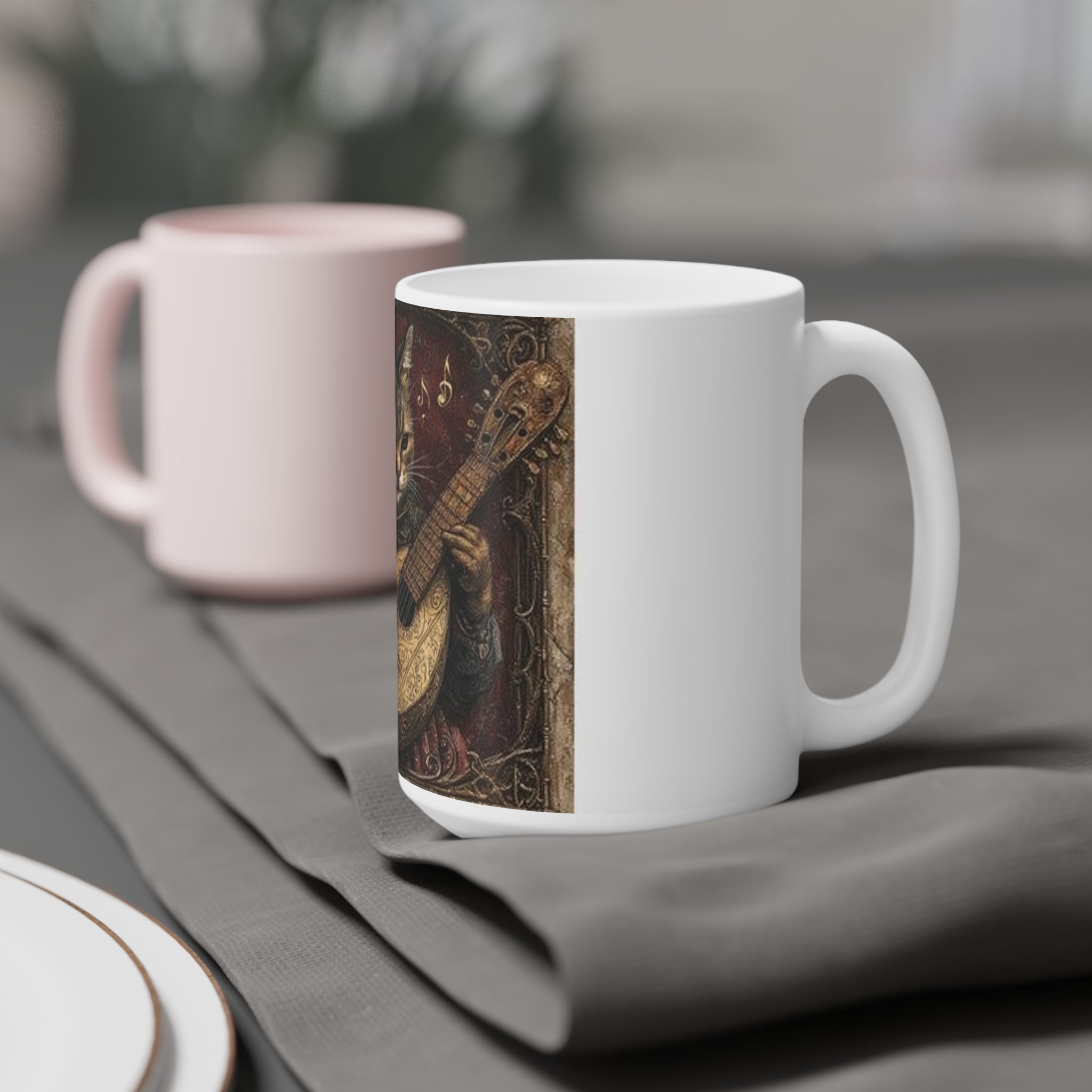 Medieval Manuscript Cat Lute Mug — Castle Culture by Canvas & Click (view 9)